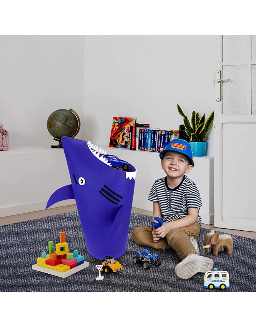 Shark Laundry Basket for Kids Laundry Hamper for Boys Girls Baby Hamper for Nursery Toy Storage Baskets Large Storage Bin with Handles Clothes Hamper Storage Bins for Toys Room Bedroom Bathroom Blue - B7RN2WNPE