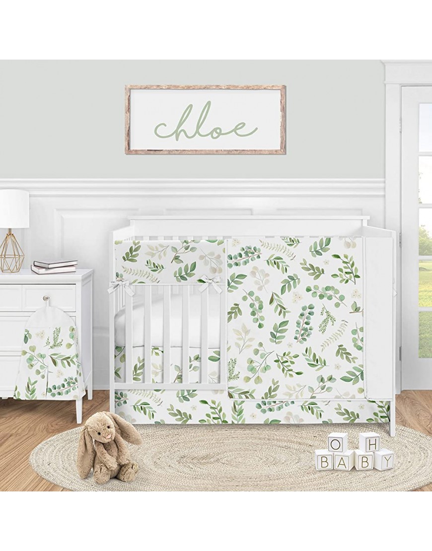 Sweet Jojo Designs Floral Leaf Baby Kid Clothes Laundry Hamper Green and White Boho Watercolor Botanical Woodland Tropical Garden - B2JDNK4KV