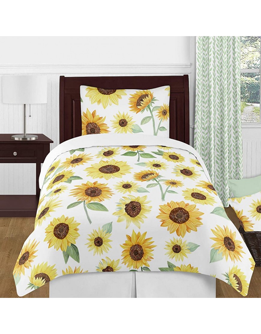 Sweet Jojo Designs Yellow Green and White Sunflower Boho Floral Baby Kid Clothes Laundry Hamper Farmhouse Watercolor Flower - BP6ZOCBCD