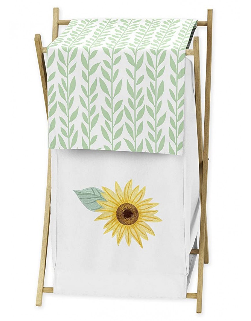 Sweet Jojo Designs Yellow Green and White Sunflower Boho Floral Baby Kid Clothes Laundry Hamper Farmhouse Watercolor Flower - BP6ZOCBCD