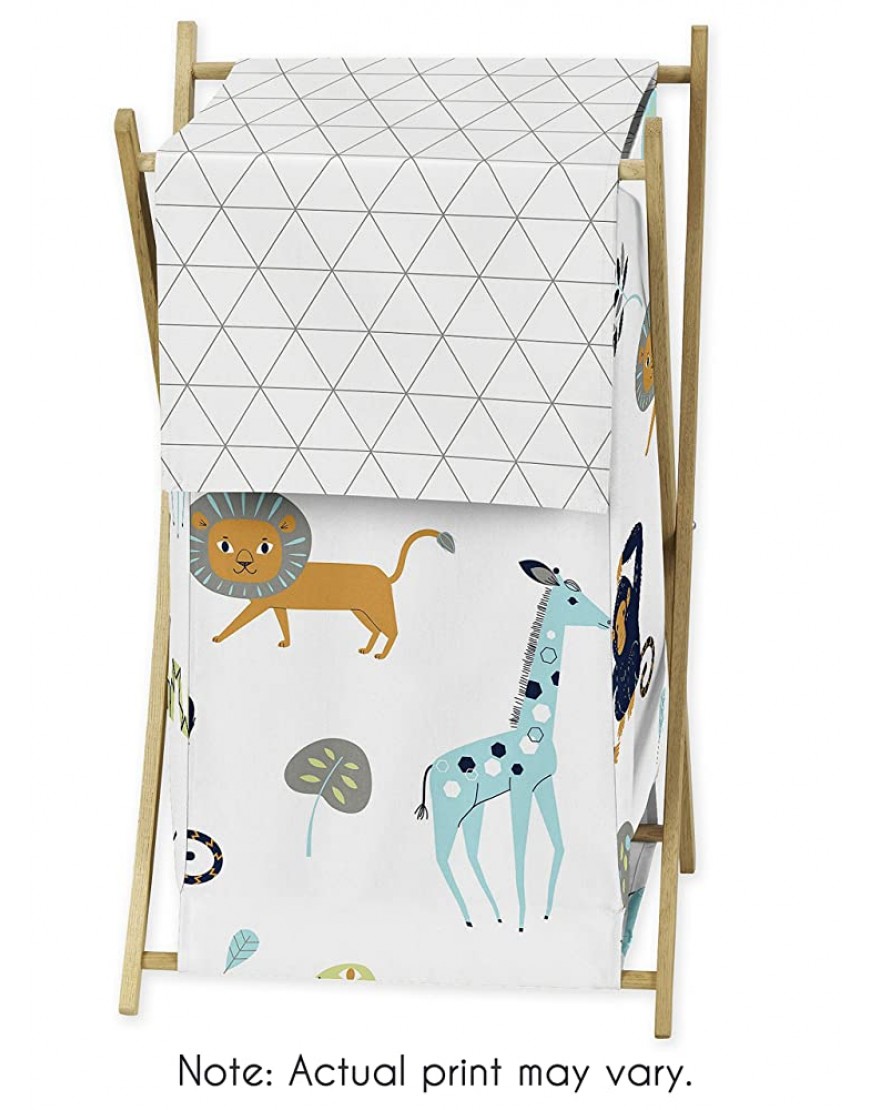 Turquoise and Navy Blue Safari Animal Baby Kid Clothes Laundry Hamper for Mod Jungle Collection by Sweet Jojo Designs - B70502F93