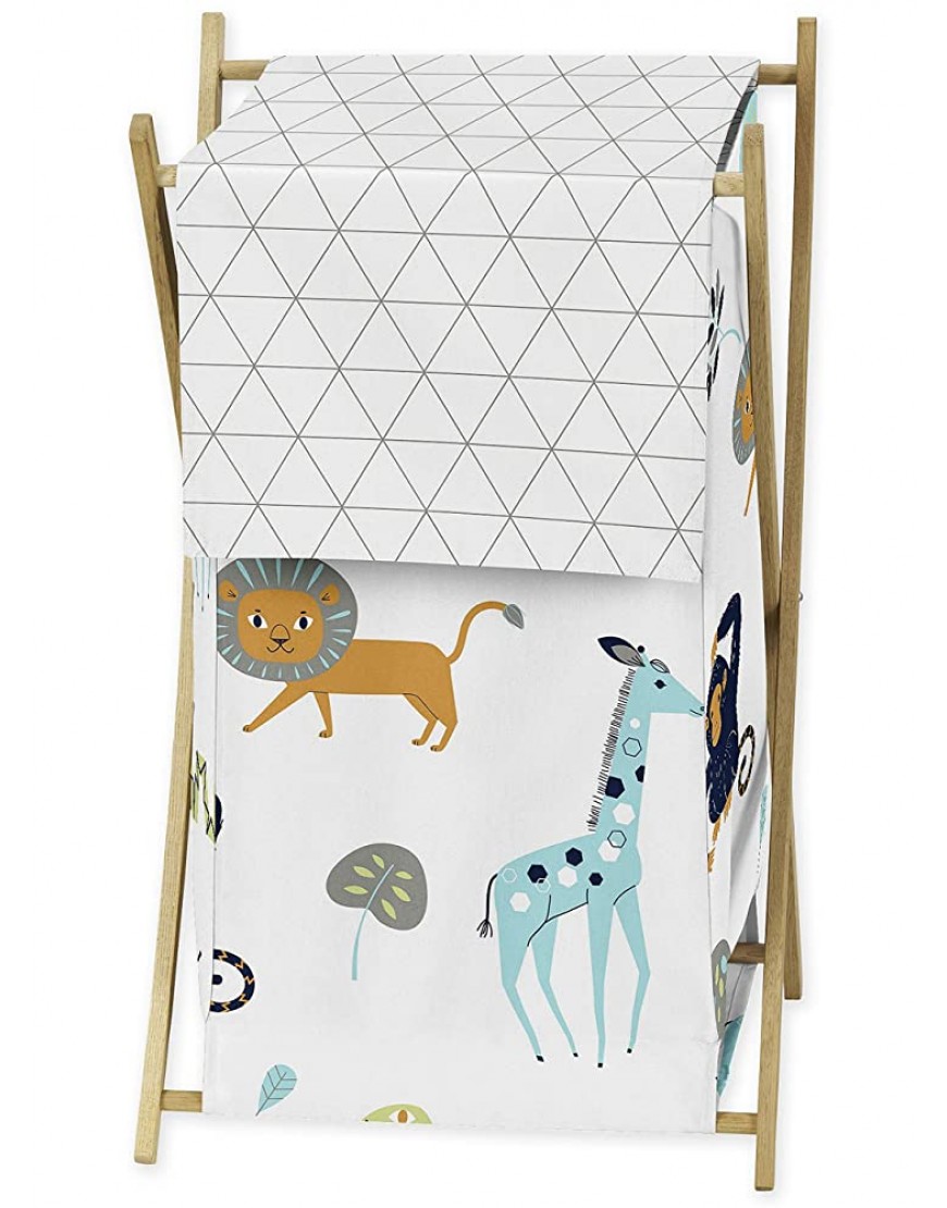 Turquoise and Navy Blue Safari Animal Baby Kid Clothes Laundry Hamper for Mod Jungle Collection by Sweet Jojo Designs - B70502F93