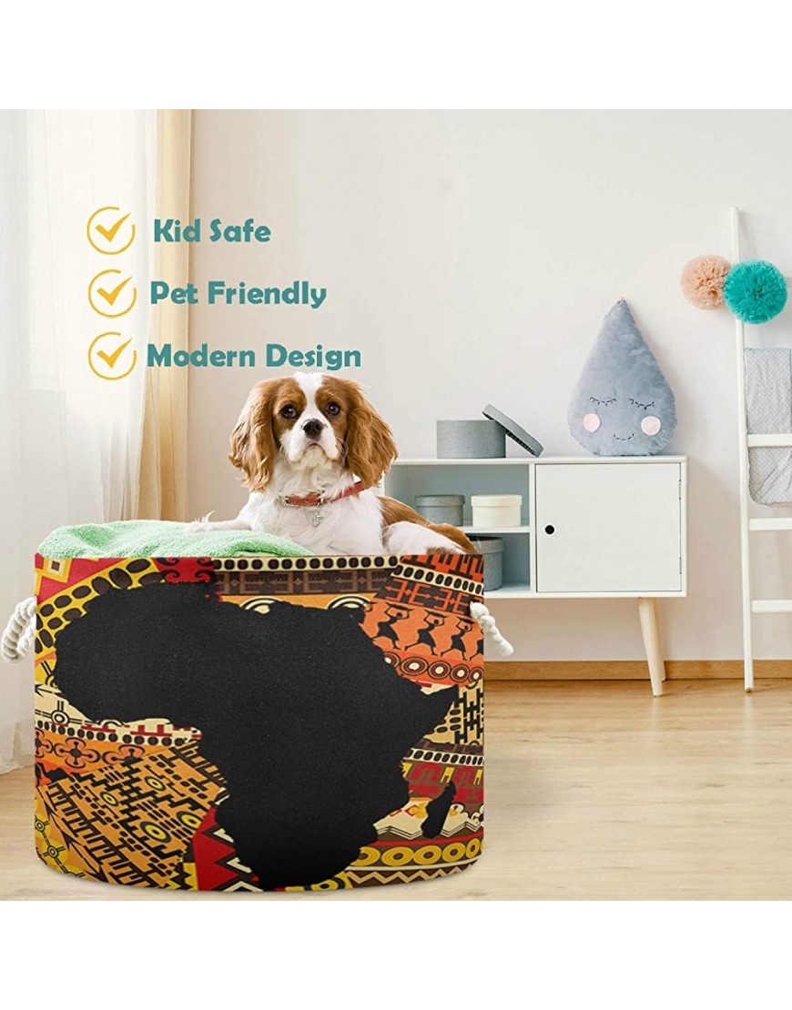 visesunny Collapsible Large Capacity Basket Africa Ethnic Map Clothes Toy Storage Hamper with Durable Cotton Handles Home Organizer Solution for Bathroom Bedroom Nursery Laundry,Closet - BD9PIJVAA