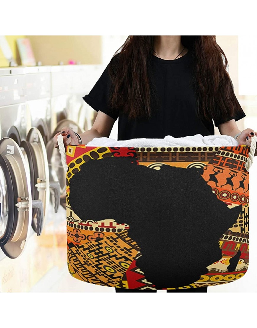 visesunny Collapsible Large Capacity Basket Africa Ethnic Map Clothes Toy Storage Hamper with Durable Cotton Handles Home Organizer Solution for Bathroom Bedroom Nursery Laundry,Closet - BD9PIJVAA