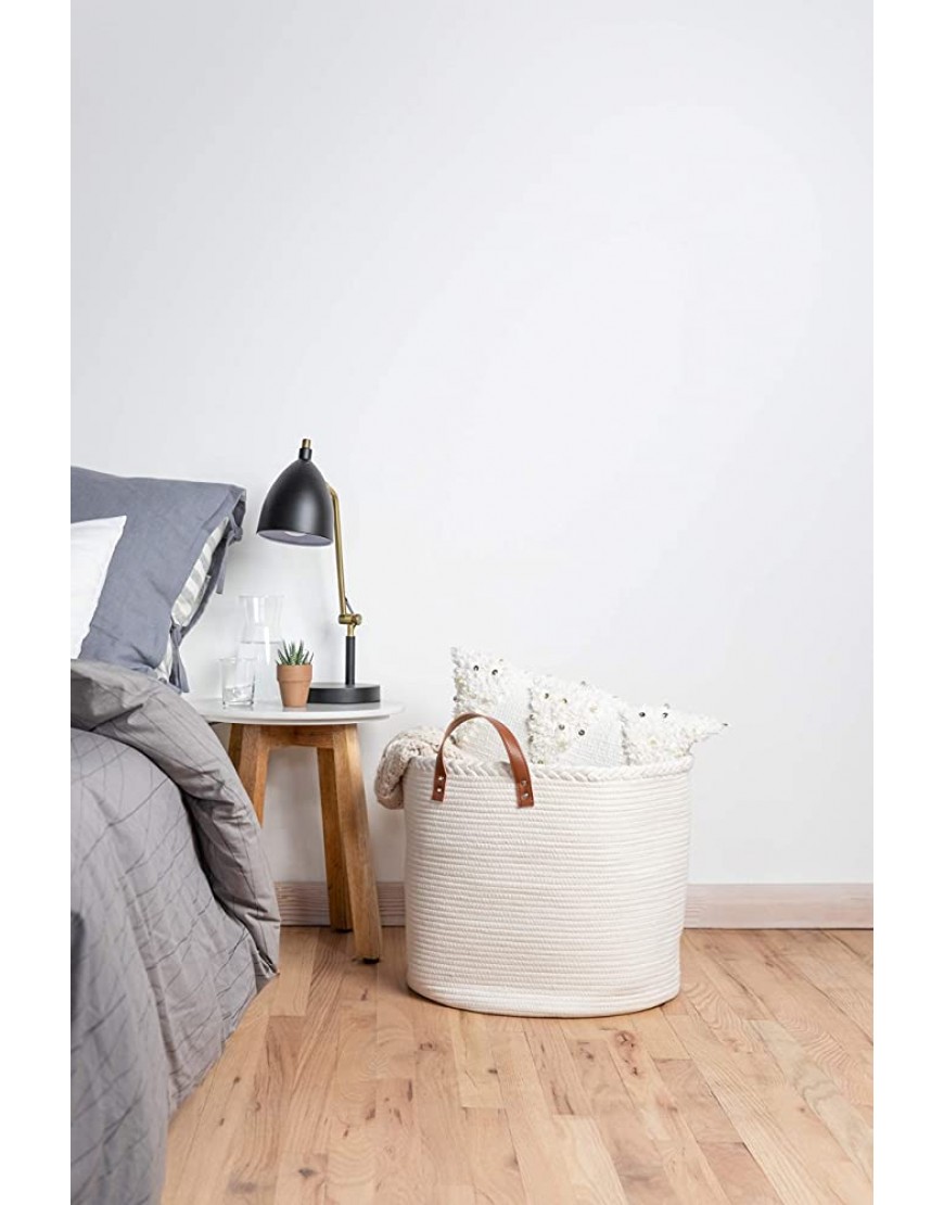 XXL Premium Blanket Storage Baskets 18x16-Big Basket for Blankets Living Room – White Large Woven Basket-Rope Baskets for Storage-Large Blanket Basket Living Room Large Baskets for Blankets - B189GW9B6