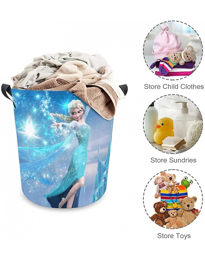 ZOVENCHI Fro-Zen Elsa and Anna 17.3 inch Waterproof Foldable Laundry Hamper,Dirty Clothes Laundry Basket,Oxford Cloth Bin Storage Organizer for Nursery Clothes Toys - BR3Y8B9C7