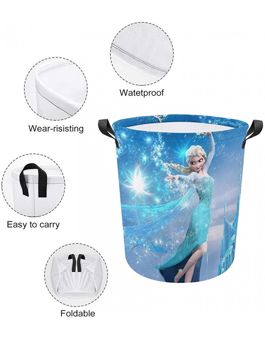 ZOVENCHI Fro-Zen Elsa and Anna 17.3 inch Waterproof Foldable Laundry Hamper,Dirty Clothes Laundry Basket,Oxford Cloth Bin Storage Organizer for Nursery Clothes Toys - BR3Y8B9C7