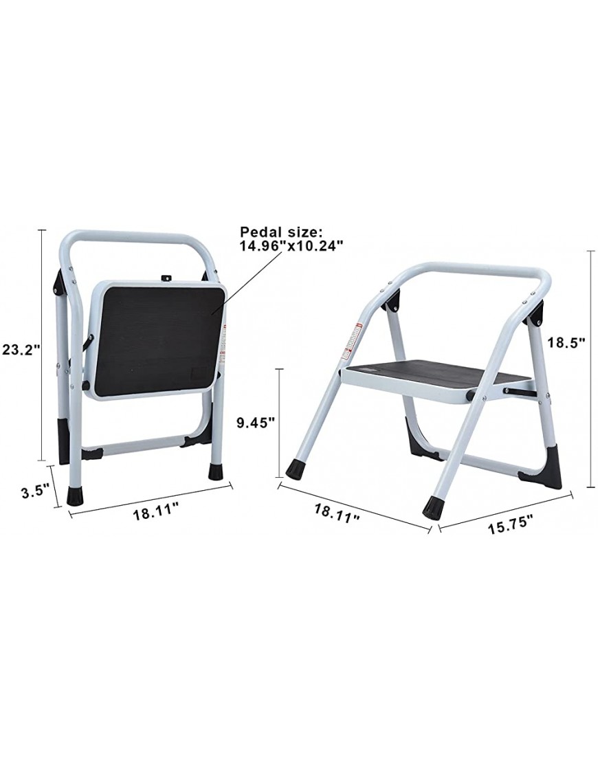 1-Step Ladder Folding Step Stool with Anti-Slip Sturdy and Wide Pedal Stepladder Multi-Use for Home and Kitchen Space Saving White - B2G1MBJ06