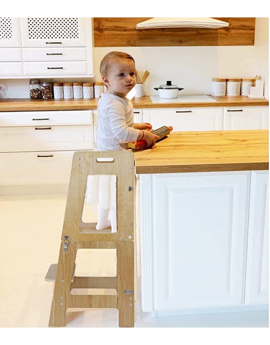 2-in-1 Convertible Kids Kitchen Step Stool with Black and White Magnetic Board Toddler Chef Helper - B2K7O3NQY