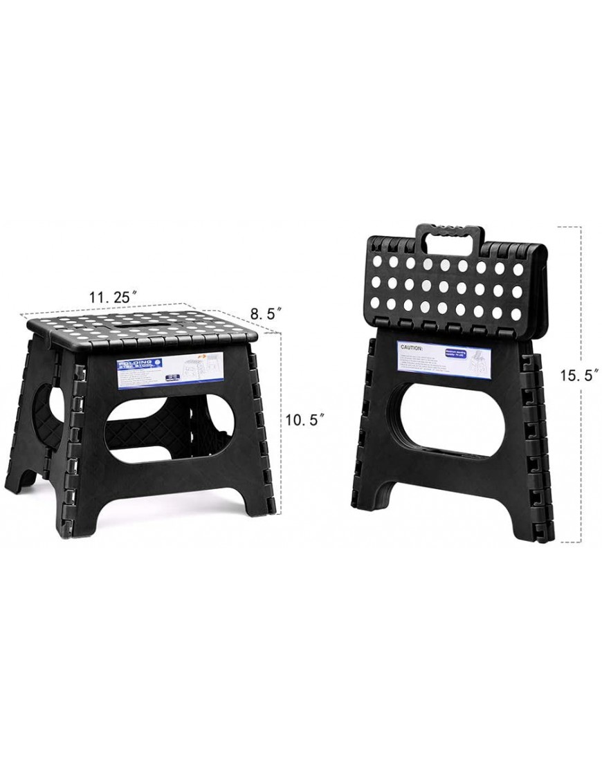 ACSTEP Folding Step Stool for Adults-11 Height Lightweight Plastic Stepping Stool. Foldable Step Stool Hold up to 300lbs Non Slip Collapsible Stool Black - BJ6D361X9
