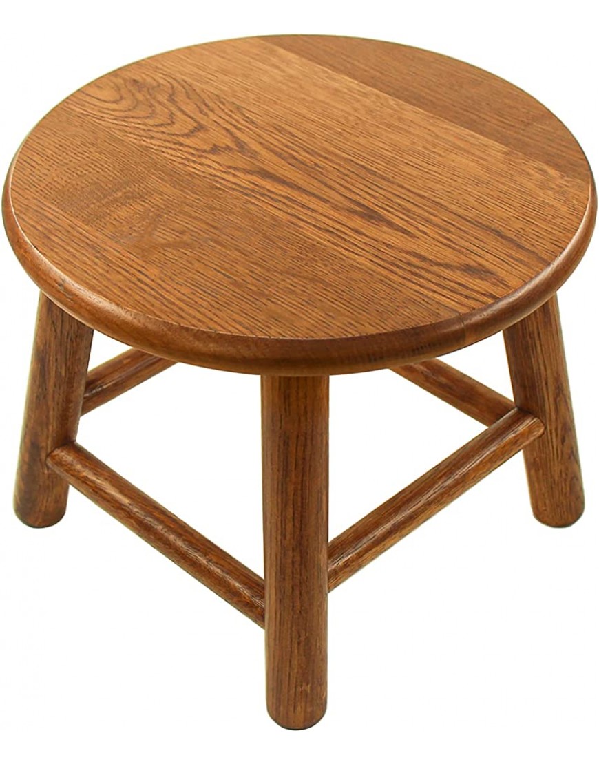 CONSDAN Kids Stool Milking Stool USA Grown Oak Plant Stand Handcrafted Solid Wood Stool 9" Low Stool Round Step Stool Wooden Stool for Kids Small Short Stool Shoe Changing StoolChocolate - BLNC8VEZ0