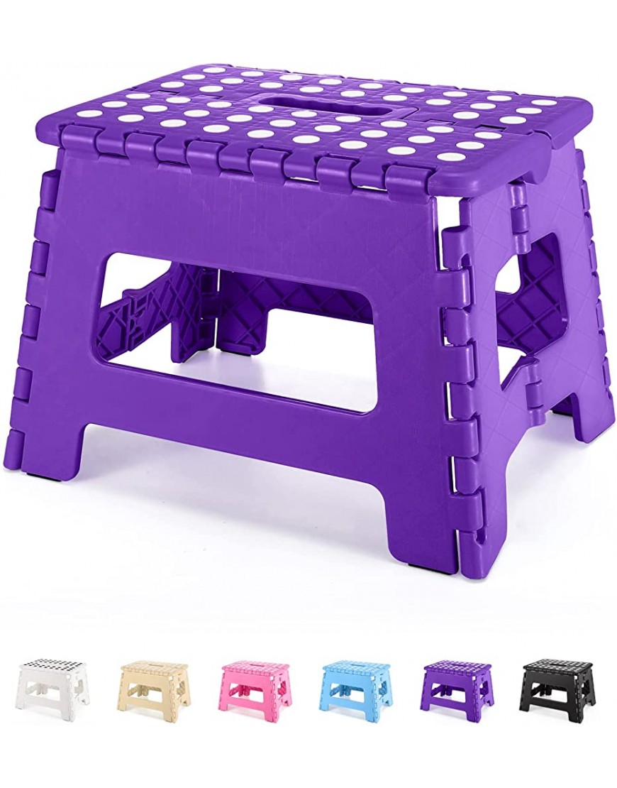 Dyforce Non-Slip Folding Step Stool 9 inch Height Heavy Duty Foldable Stool for Adults Kids Small Step Stool Camping Stepping Stool Purple - BGD6Q44M0