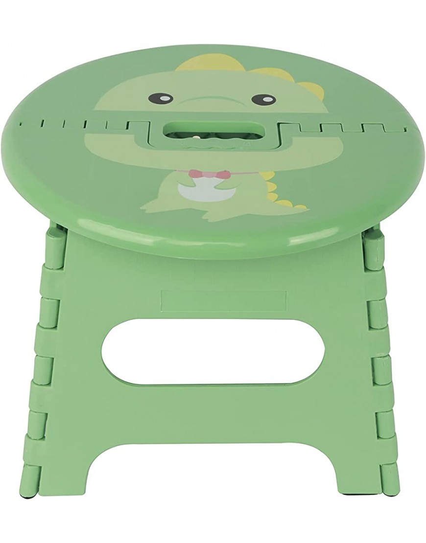 famobay Home Small Foldable Folding Step stools Round Cartoon Seat -11 Inches Wide & 9 Inches Tall 300 lbs Capacity Light Weight Plastic Design Green Dinosaur 1 - B076HGPG8