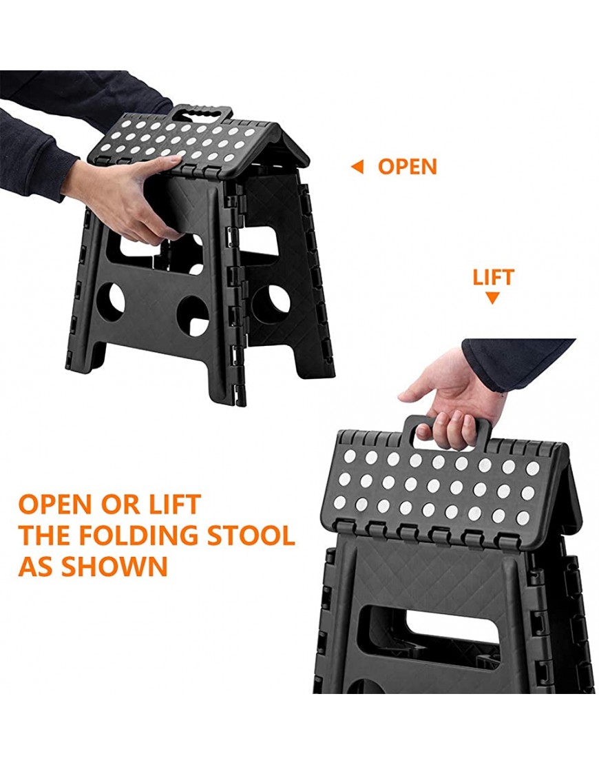 Folding Step Stool 15 Inch Height Heavy Duty Foldable Stool for Adults and Kids Kitchen Stepping Stools Garden Bathroom Step Stool Black - B5KSRWTF3
