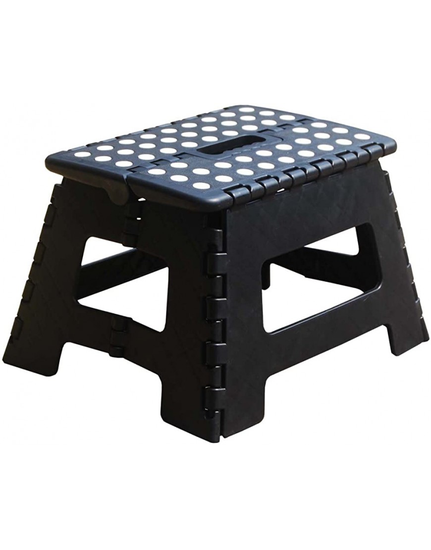 Folding Step Stool Black with Handle 12 Wide of Kids or Adults Heavy Duty Stepping Stool for Kithchen,Bathroom,Bedroom - B2HS3KM73