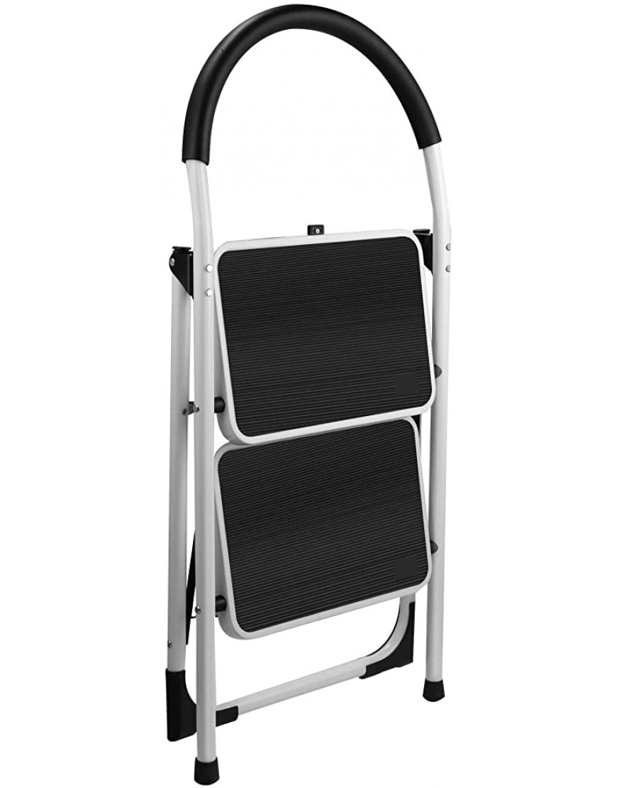 Gimify 2 Step Stool Folding Step Ladder Steel Stepladders Upgraded Version Non-Slip Sturdy Steps Wide Pedal with Comfortable Hand Grip for Home Kitchen Garden Office 330 lbs - BEO7AR58W