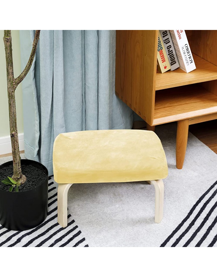 HOUCHICS Foot Stools and Ottomans,Small Foot Stool Suitable for Bedroom,Living Room,Wood Stool with Soft Cushion,Ottoman Foot Fest with Anti-Slip Pad Yellow - BZMW7XC2X
