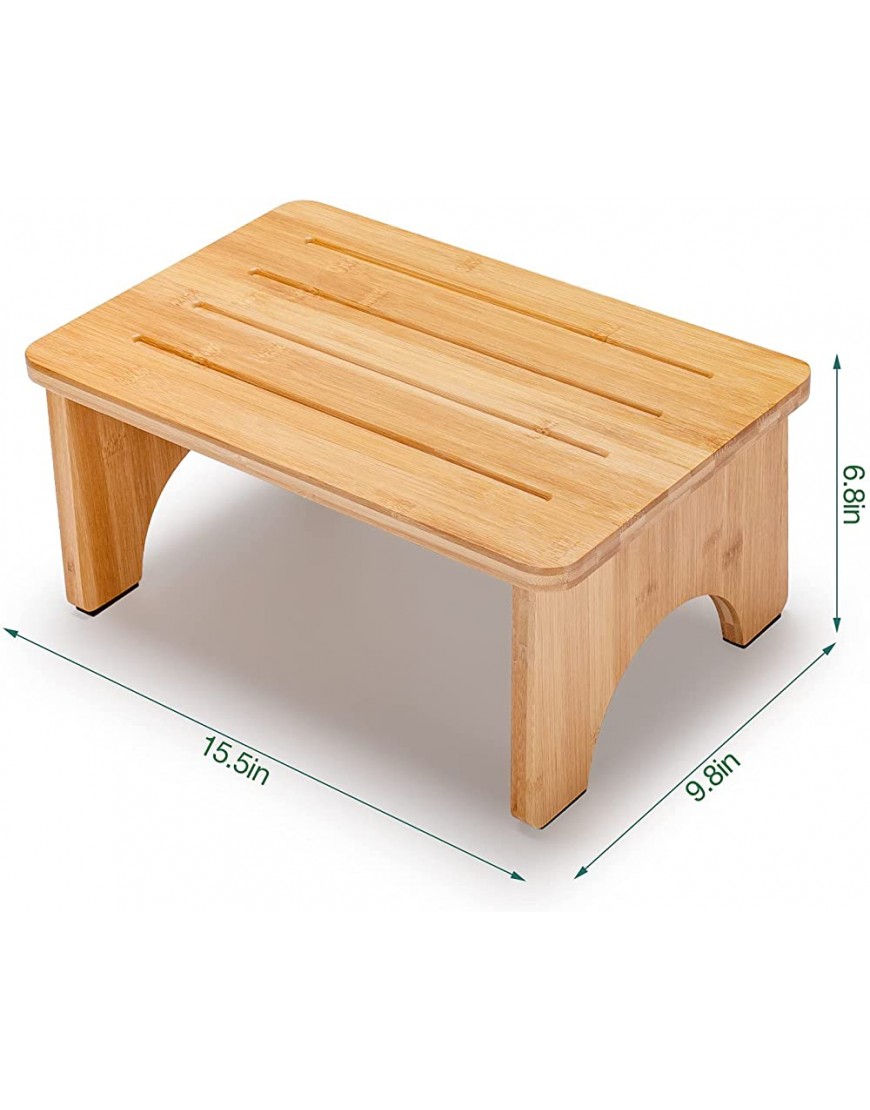 P&BEXC Step Stool Bamboo Step Stool for Adults and Kids,Portable Bedside Step Stool with Solid Wood Support up to 300lbs,Skid Proof Step Stool for High Bed Kitchen Bathroom No Assembly Required - B6AB8Y39O