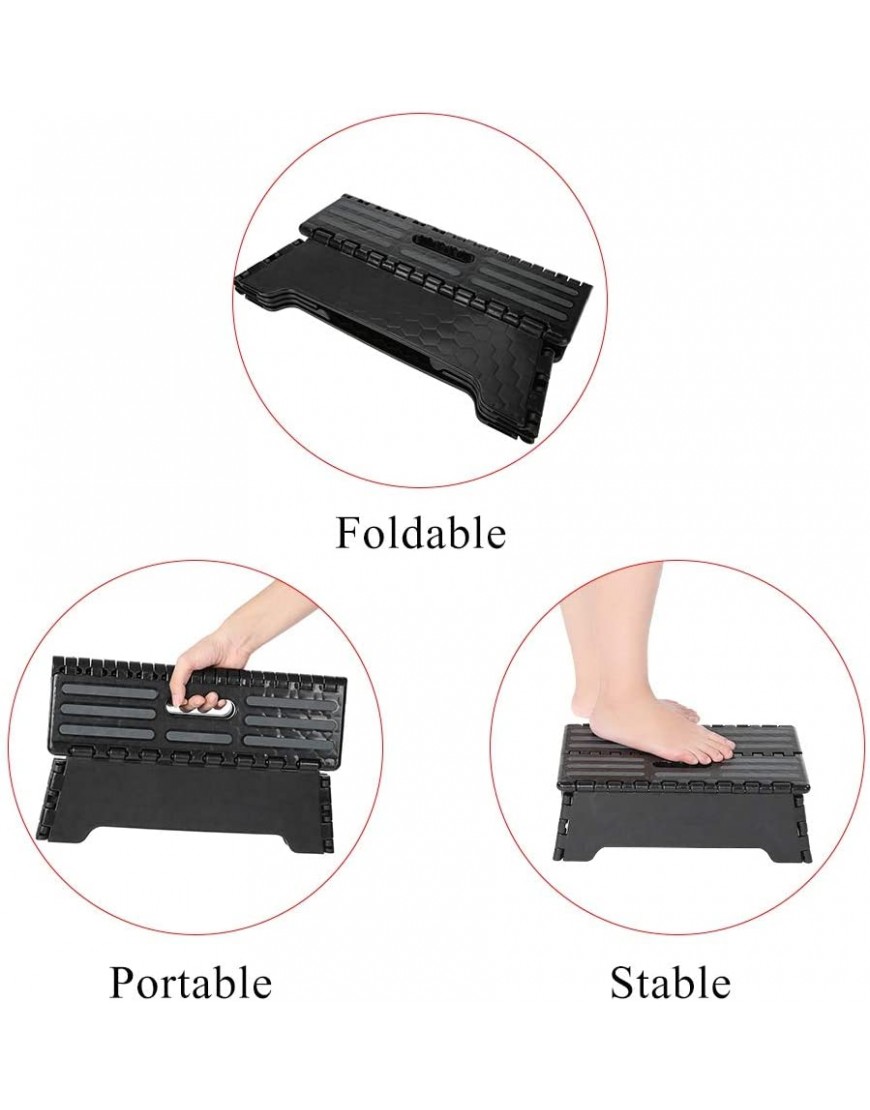 Salmue Folding Step Stool Portable Plastic Folding Step Stool Black Step Ladder is Sturdy Enough to Support Elderly Pregnant & Kids Suitable for Kitchen Bathroom Toilet Travel Use - BM144SFOY