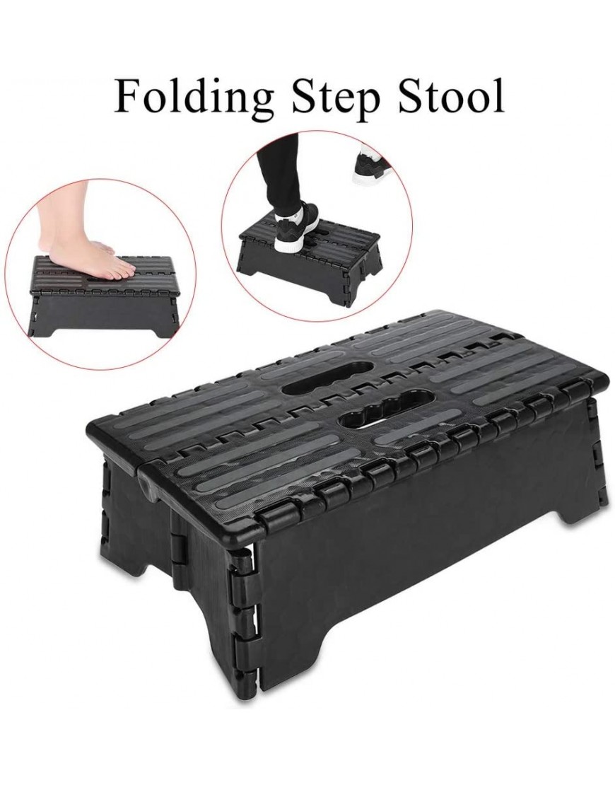 Salmue Folding Step Stool Portable Plastic Folding Step Stool Black Step Ladder is Sturdy Enough to Support Elderly Pregnant & Kids Suitable for Kitchen Bathroom Toilet Travel Use - BM144SFOY