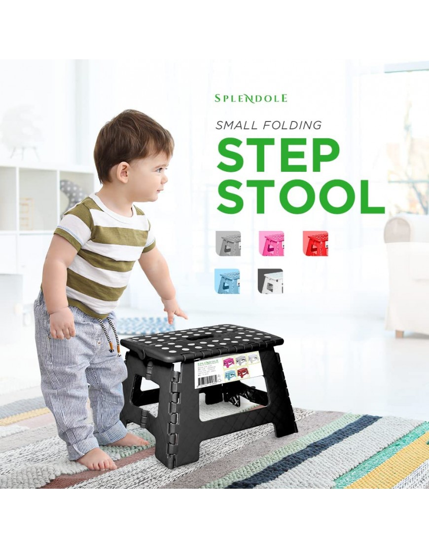 Splendole Small Folding Step Stool 11"x8" Lightweight Portable Stool Supports up to 300lbs Non-Slip Collapsible Stool Suitable for Kids and Adults Stable Boost for Use in Kitchens Bathrooms & More - BPXJ70VXY
