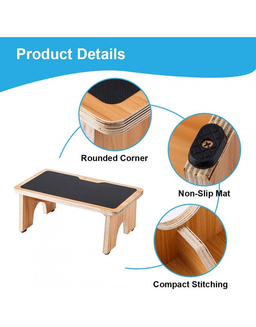 StrongTek Wooden Portable One Step Stool Kids Potty Training Stool Foot Step Stool for Kitchen Bedroom Living Room Bathroom,300lbs Natural - BV1I54UQN