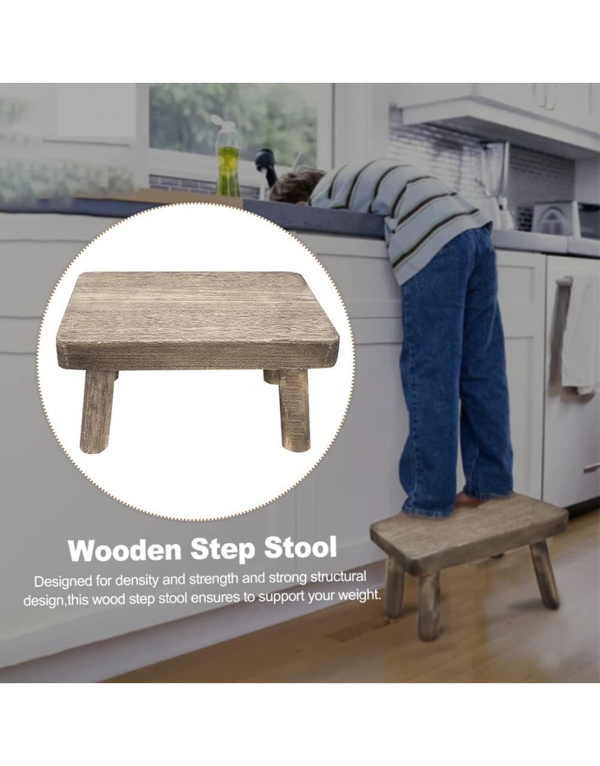 Wooden Step Stool for Kids and Adults Portable Rectangle Bed Stool Wooden Stool for Kitchen Living Room Closet Kitchen Step Stool Home Decoration 14.17x10.63x7.48inch No Assembly Needed Solid Wood - BJRS6JSWU