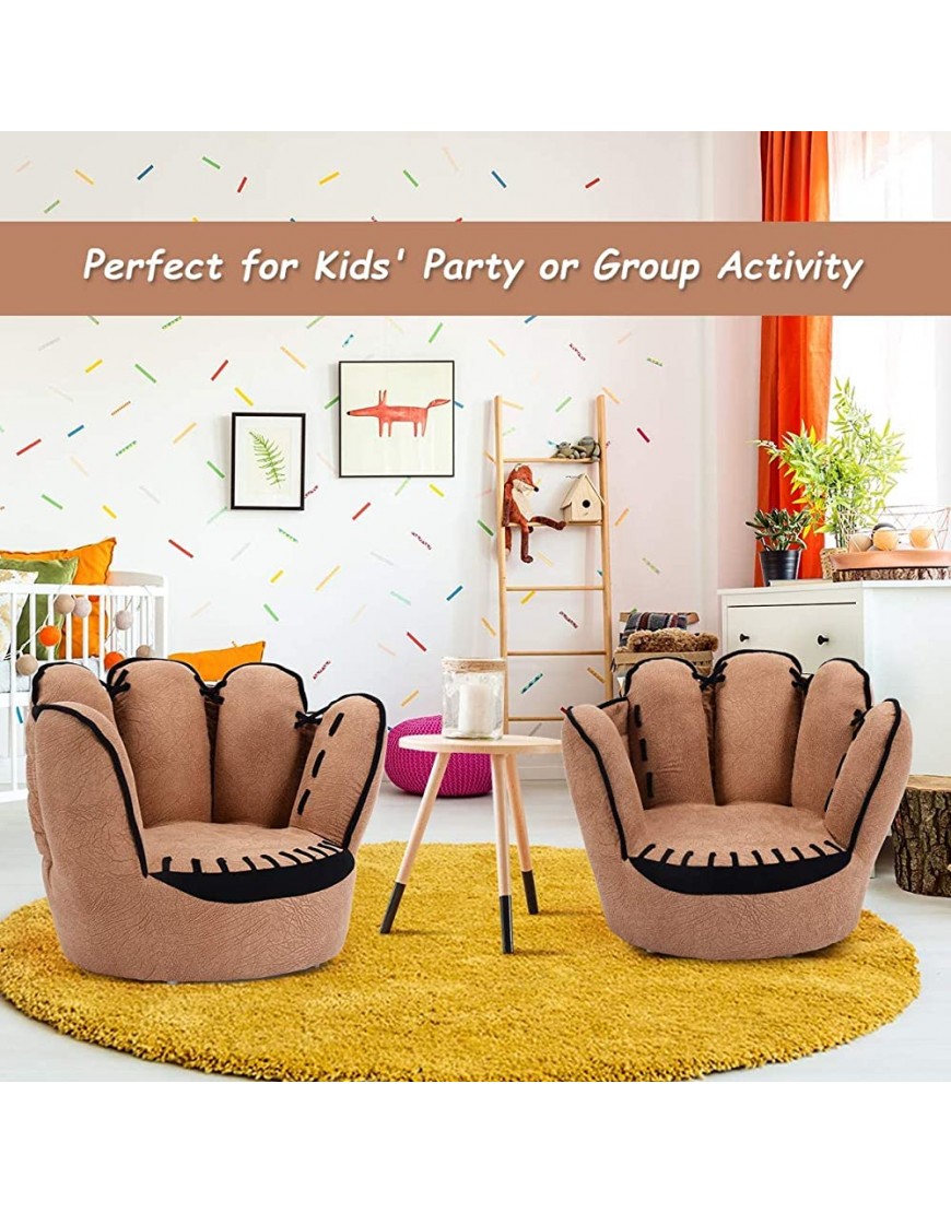 ARLIME Kids Sofa Upholstered Toddler Couch Chair with Wood Construction Baseball Glove Shaped Toddler Armchair for Boys Girls Brown - B0NKWJ5R3