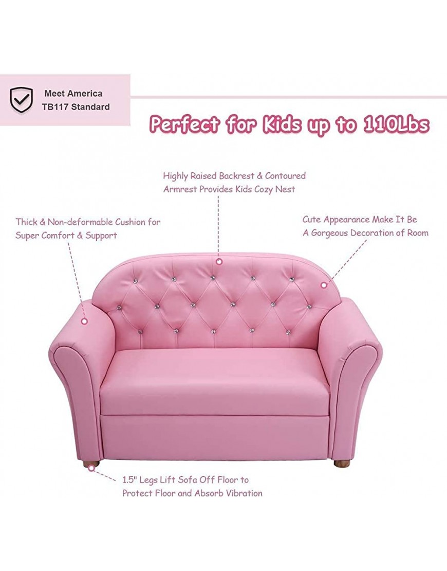 ARLIME Princess Kids Sofa 2 Kids Sofa 37-inch Children Armchair Upholstered Couch with High Backrest & Wide Armrest Toddlers PU Leather Sofa with Foot Pads - BGGEJBQUB