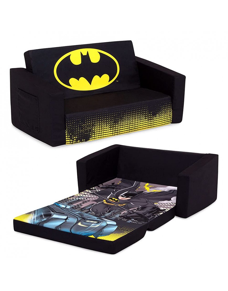 Batman Cozee Flip-Out Sofa 2-in-1 Convertible Sofa to Lounger for Kids by Delta Children - BKUH87KIU