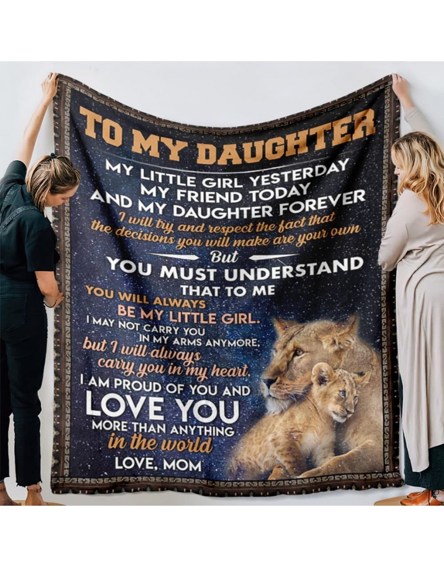 BFever to My Daughter My Little Girl Yesterday Crib Throw Queen Size for Couch Sofa Bed Personalized Blanket Lion Blanket Mom Gifts for Daughter from Dad Customized Name - BXJSPL84G
