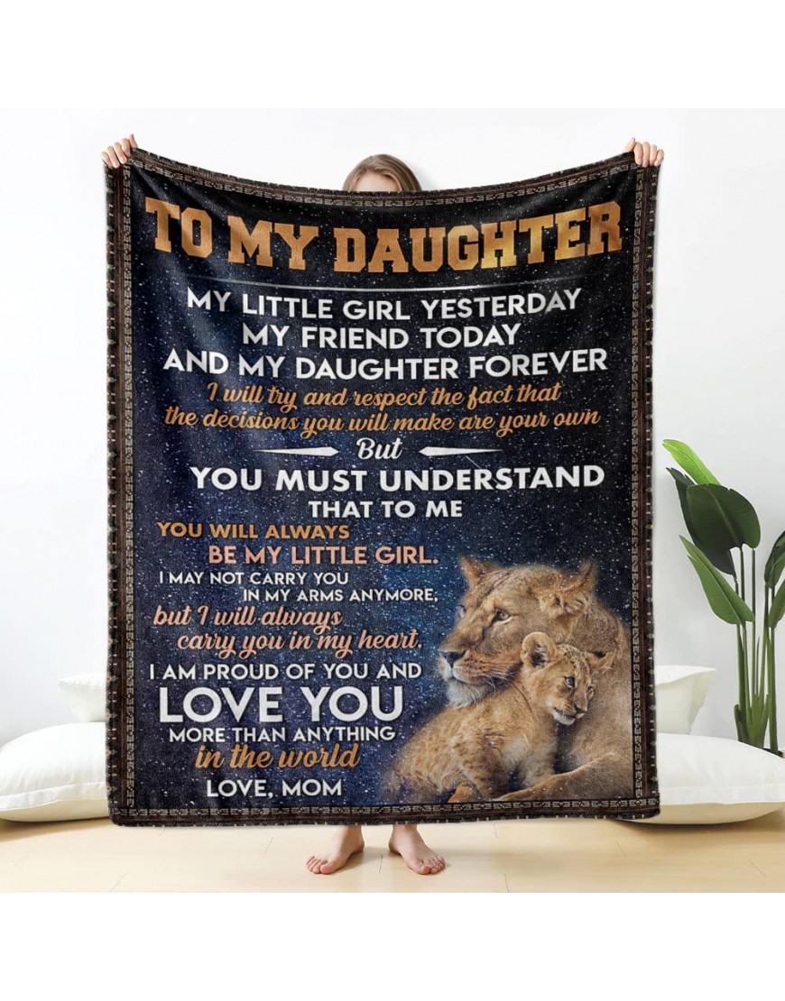 BFever to My Daughter My Little Girl Yesterday Crib Throw Queen Size for Couch Sofa Bed Personalized Blanket Lion Blanket Mom Gifts for Daughter from Dad Customized Name - BXJSPL84G