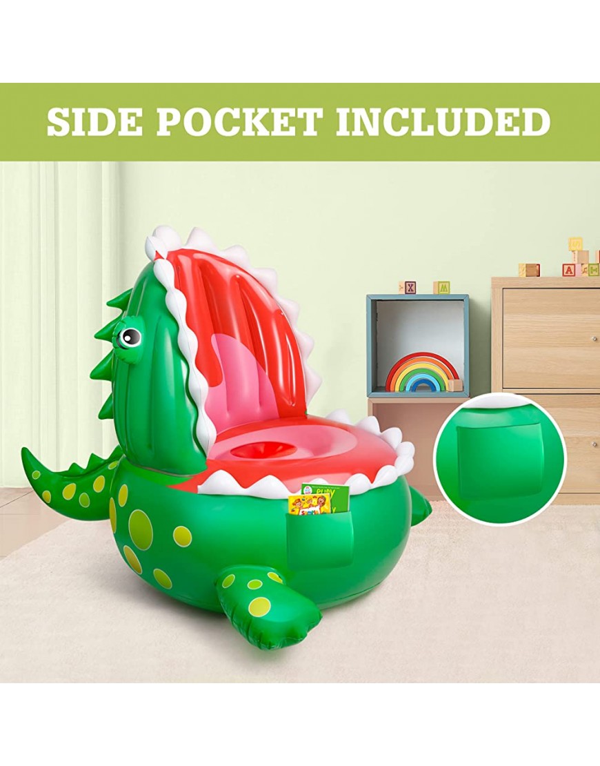 BravoStar Inflatable Dinosaur Kids Chair Toddler Chair for Boys Girls Large Blow Up Sofa Portable & Comfortable for Outdoor Bedroom T-Rex ver. - B65LJYRIY