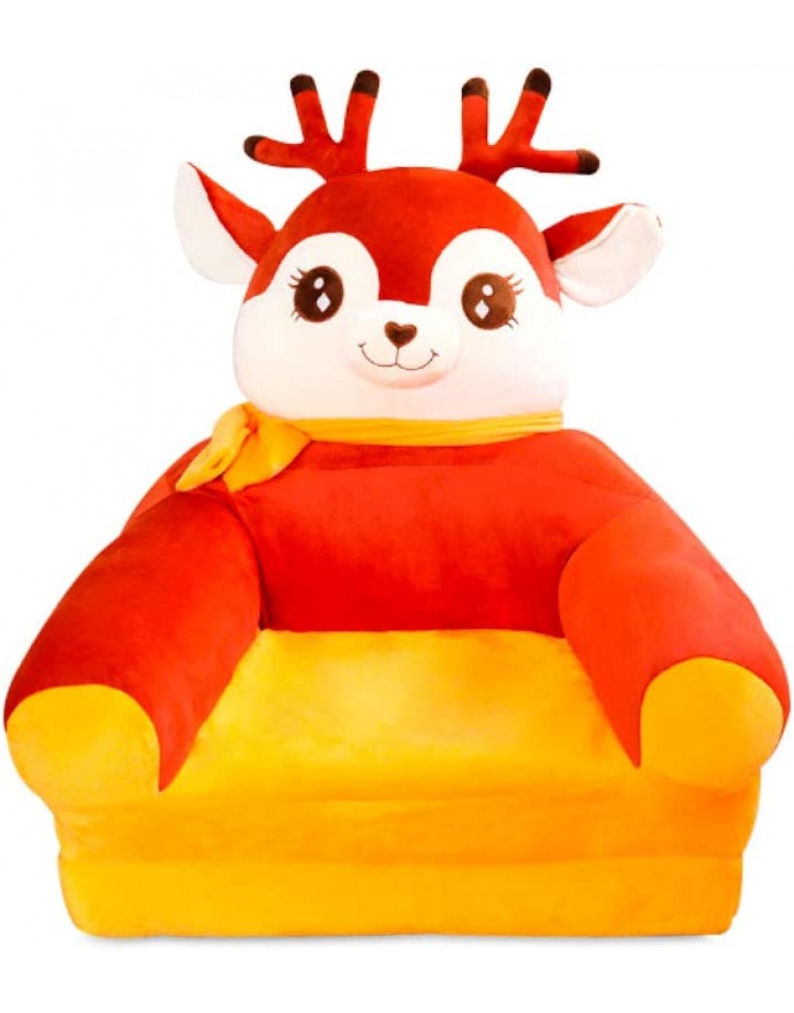 Fivtyily Plush Foldable Kids Sofa Cute Children's Sofa Cartoon Armchairs for Living Room Bedroom Brown Deer - BJXU46NTP