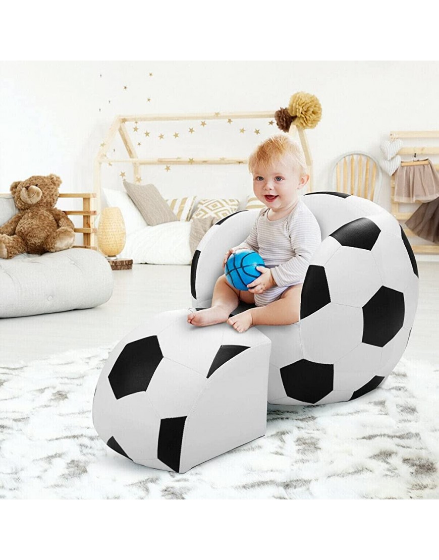 Football Shape Kids Sofa Chair Couch Children Toddler Birthday Gift w Ottoman - BKIZ1BG90