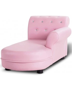 HOMGX Pink Kids Sofa Princess Armrest Couch with Ottoman Embedded Crystal Kids PVC Leather Sofa for Girls Bedroom Living Room - B9A5TAZYE