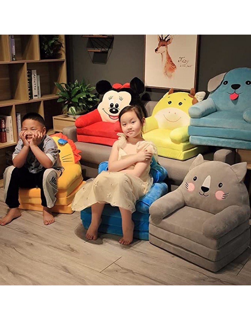 HSTD Plush Foldable Kids Sofa Children Couch Backrest Armchair Bed Cartoon Upholstered 2 in 1 Flip Open Couch Seat for Living Room Bedroom3 Fold - BJ70YA2HA