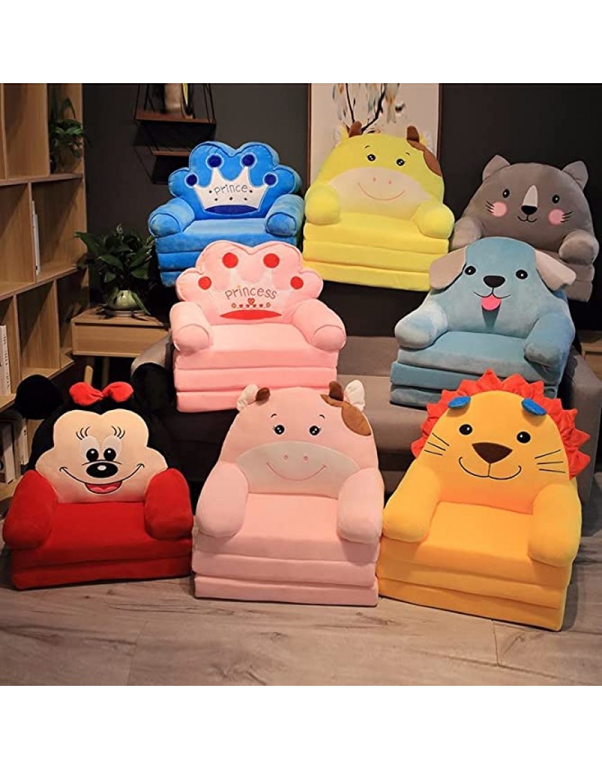 HSTD Plush Foldable Kids Sofa Children Couch Backrest Armchair Bed Cartoon Upholstered 2 in 1 Flip Open Couch Seat for Living Room Bedroom3 Fold - BJ70YA2HA