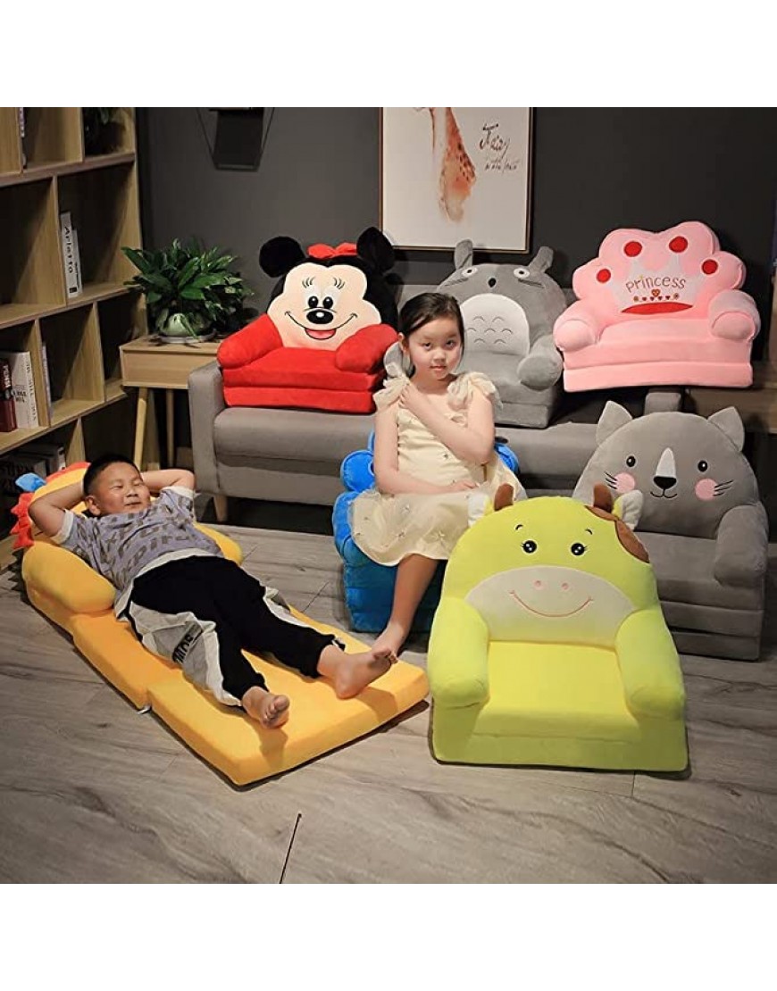 HSTD Plush Foldable Kids Sofa Children Couch Backrest Armchair Bed Upholstered 2 in 1 Flip Open Infant Baby Seat for Living Room Bedroom Pink 3 - BRTSTNZHH