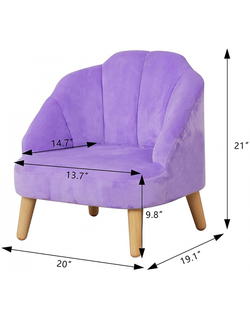 Kid Sofa Chair Soft Velvet Toddle Chair with Wooden Leg Single Kid upholstered Armchair Arc Shape Toddler Sofa Baby Sofa for 0-3 Years Children Perfect Festival Gift for Kids Purple - BDMIWREY8