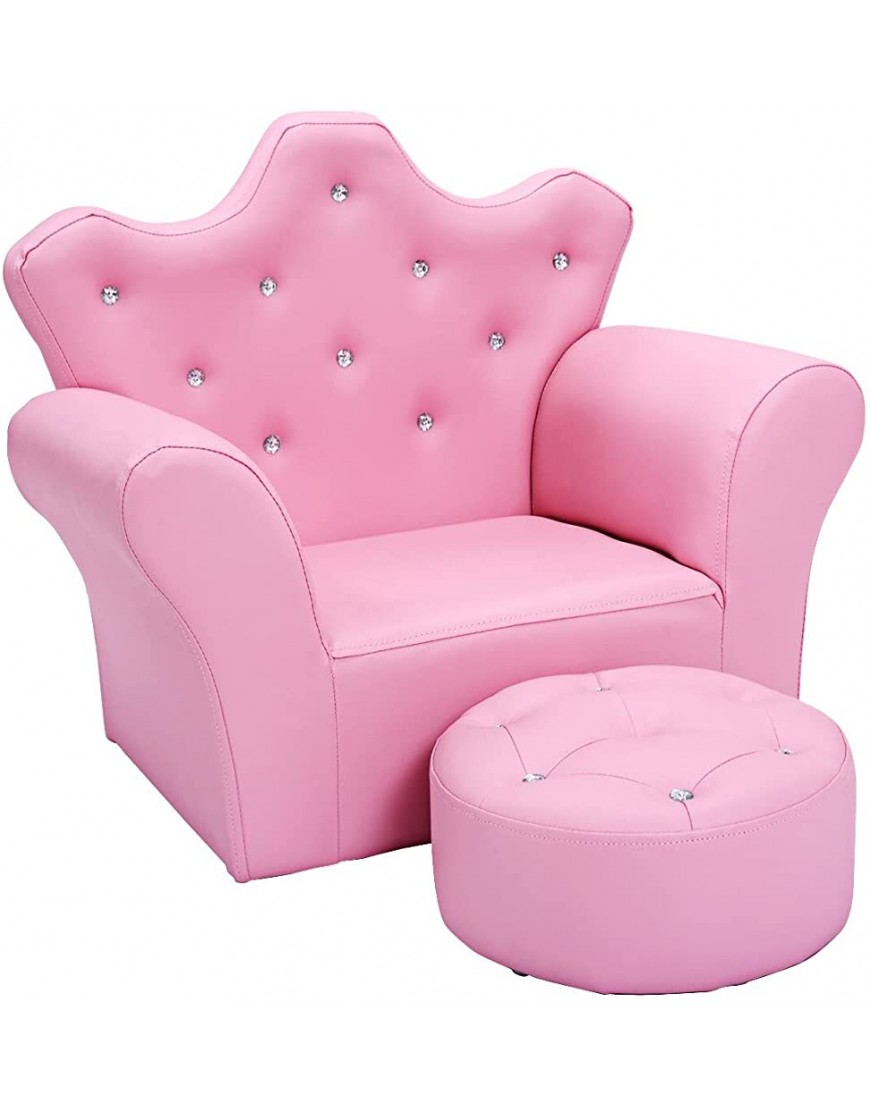 Kids Sofa Armrest Chair Couch Children Toddler Birthday Gift w Ottoman HW54194WH United States - BADKDUGMM