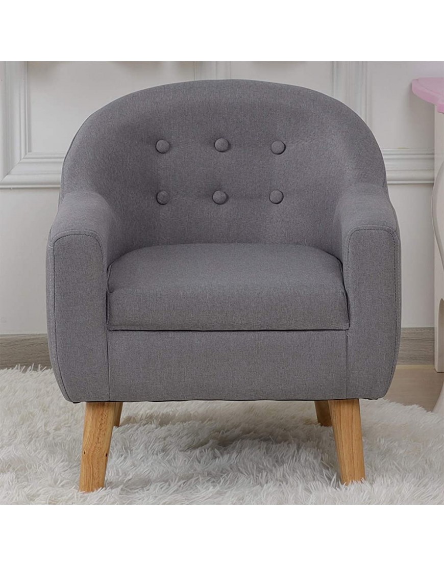 Kids Sofa Chair Linen Fabric Upholstered Kids Sofa Couch Big Kids Couch with Wooden Legs for Children Gift Gray - BEOHTMQ62