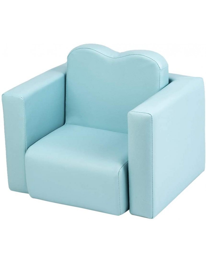 Kids Sofa Children Armrest Chair Living Room Toddler Furniture for Preschool Children with PU Leather Bule - B5SOWZCP8