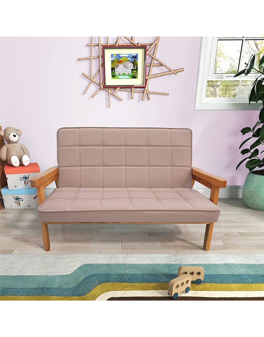 Kids Sofa Couch Children Leisure Sofa Fabric 2-Seater Upholstered Sofa Chair for Toddler Ages up to 10 Kids Couch for Nursery Playroom Bedroom Ideal Gift for Girls & Boys Type B Cream Color - BG7HNFFVR