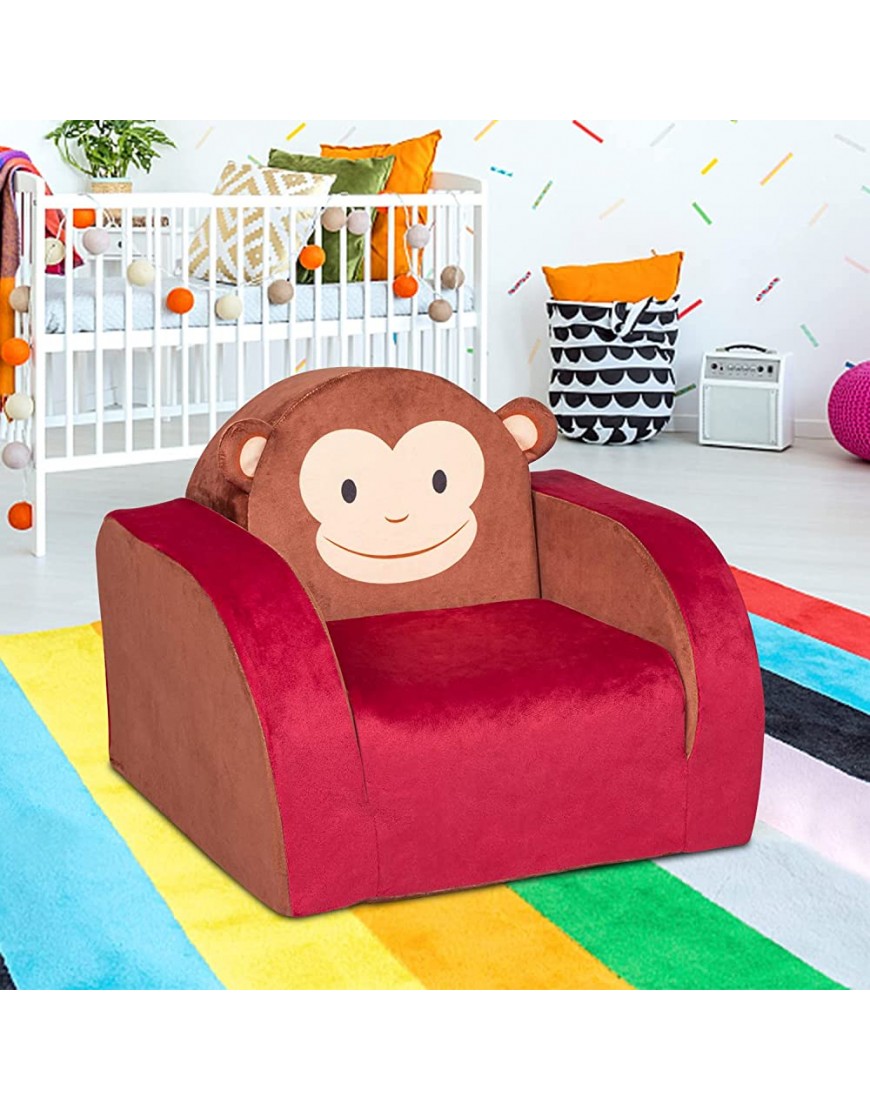 Kinsuite Kids Armchair Toddler Couch Flip Open Foam Sofa Fold Out Chair Toddler Lounge Bed 3 in 1 for Bedroom Living Room Nursery Monkey - B083HL9O4