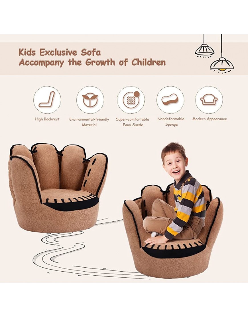 LIVIZA Leisure Baseball Glove Shaped Kids Sofa Five Fingers Shaped Couch Perfect for Reading and Playing Children Toddler Sofa Couch Bed for 3-5 Years Boys Girls - B7IMCA2TR