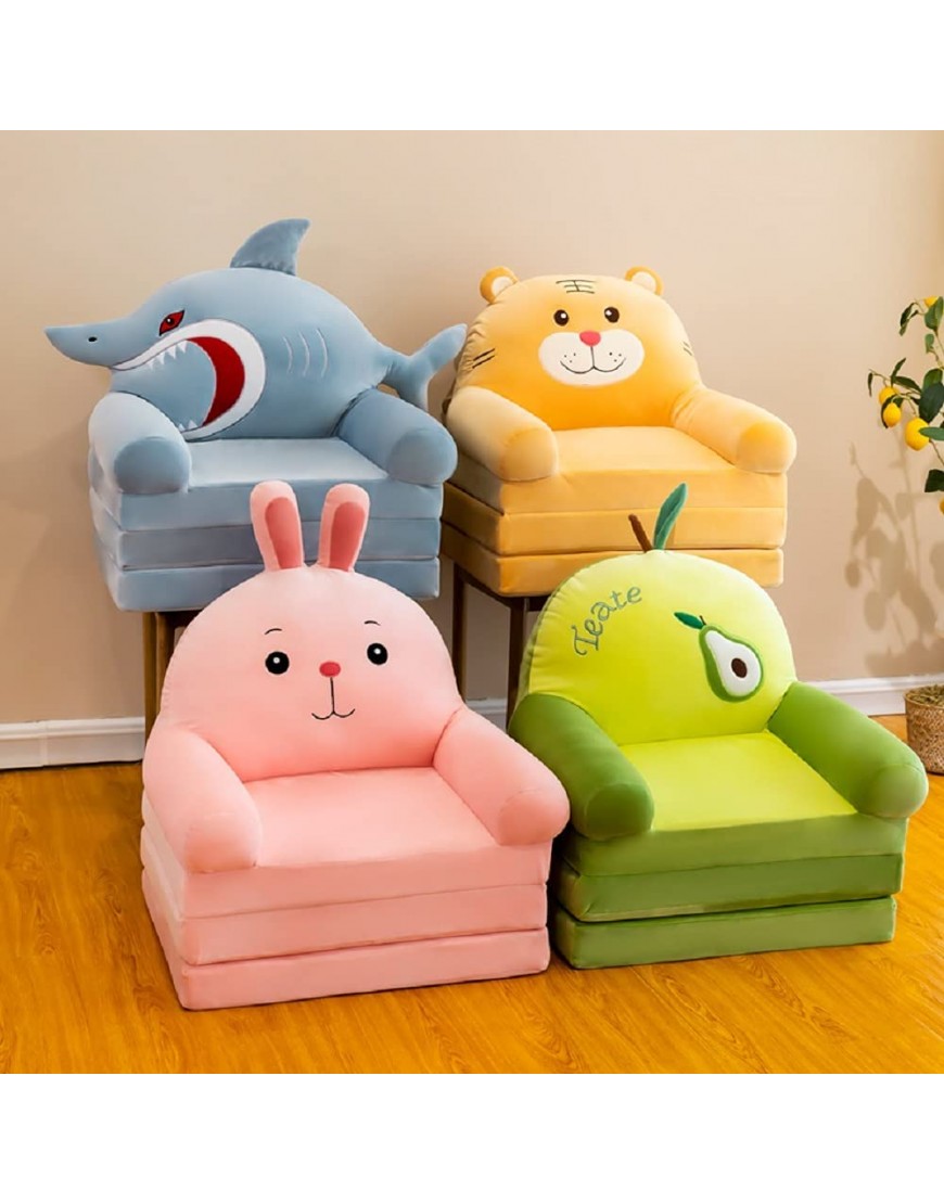 NISSI International Foldable Cute Cartoon Children's Chair Long Sized Sofa Bed for Baby Boys Girls Blue Shark,21.7x19.7x15.7 inch - BN6L43SET