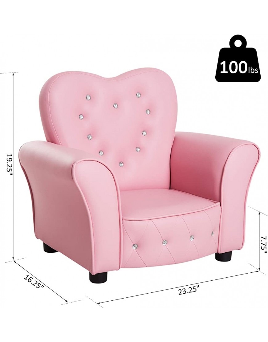 Qaba Kids Sofa Toddler Tufted Upholstered Sofa Chair Princess Couch Furniture with Diamond Decoration for Preschool Child Pink - BUOIG3N7P