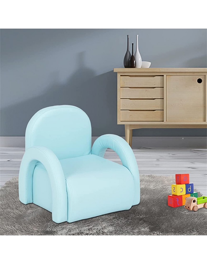 San Qing Leather Kids Sofa Waterproof Ergonomic and Easy to Clean Toddler Chair & Kids Sofa for Boys & Girls Sky Blue - BR68NEUUK