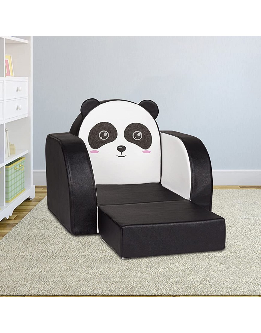 Sangsan Kids Sofa Chair 3 in 1 Children Flip Open Sofa Cartoon Fold Out Backrest Armchair Convertible Sofa to Lounge Bed for Living Room Bedroom Playroom Kindergarten Panda - BKAE47HME